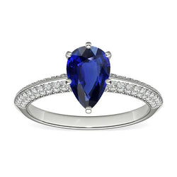 Diamant Solitaire Ring Akzente Birne Sri Lanka Saphir 3 Karat