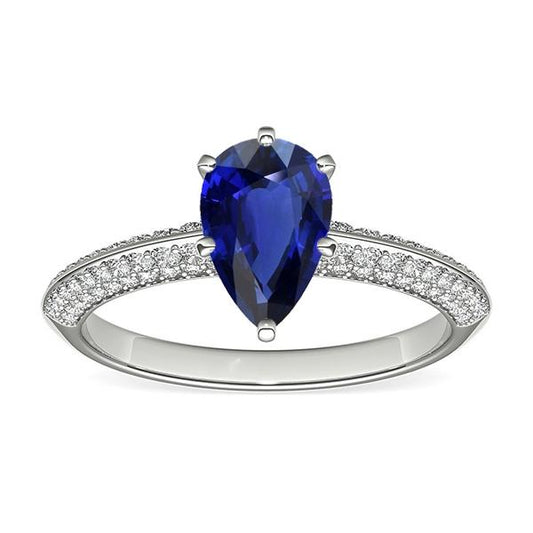 Diamant Solitaire Ring Akzente Birne Sri Lanka Saphir 3 Karat - harrychadent.ch
