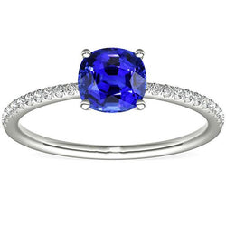 Diamant Solitaire Ring Akzente Kissen Form Ceylon Saphir 3 Karat