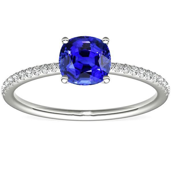 Diamant Solitaire Ring Akzente Kissen Form Ceylon Saphir 3 Karat - harrychadent.ch