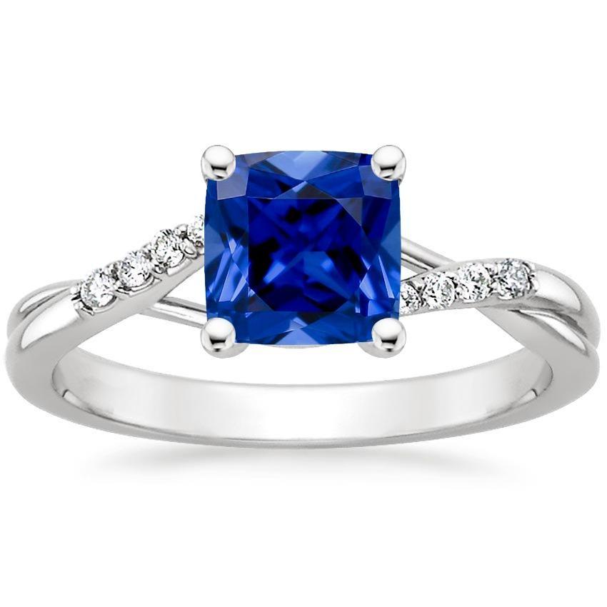 Diamant Solitaire Ringkissen blauer Saphir mit Akzenten 2,50 Karat - harrychadent.ch