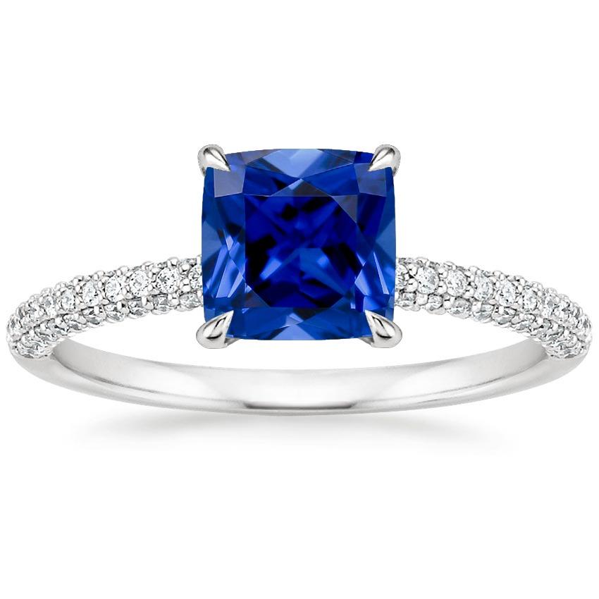 Diamant Solitaire Ringkissen blauer Saphir mit Akzenten 3,25 Karat - harrychadent.ch