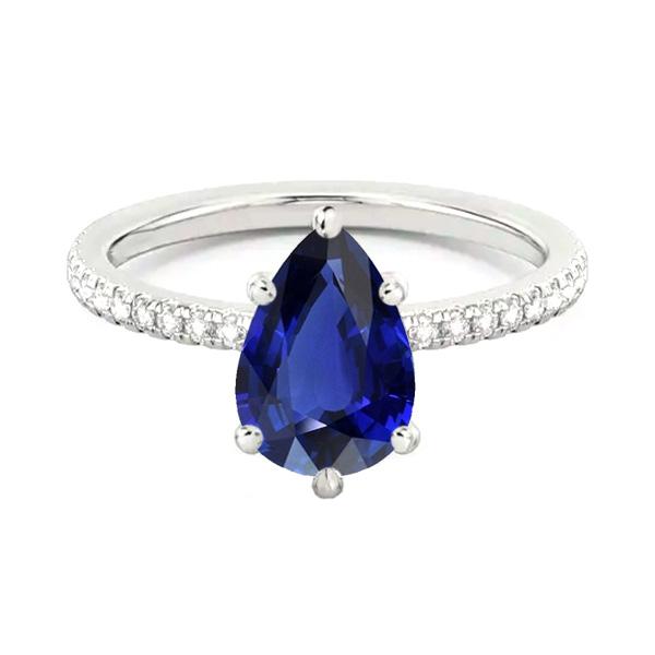 Diamant-Solitär-Ehering Blauer Saphir mit Akzenten 3,50 Karat - harrychadent.ch