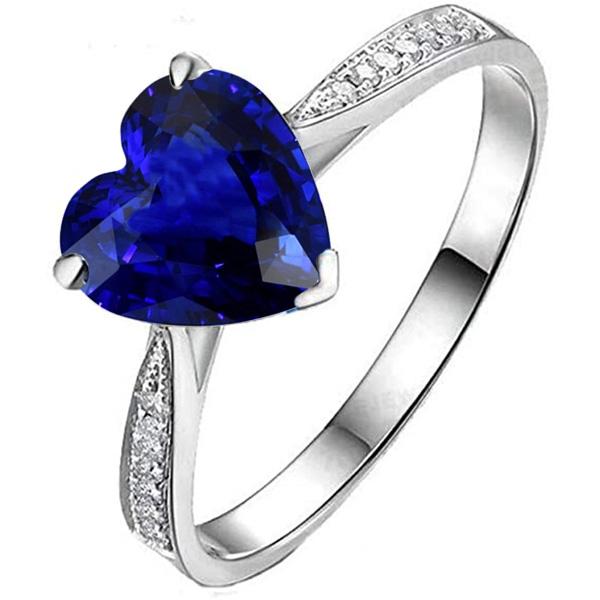 Diamant-Solitär mit Akzenten Herz-Ceylon-Saphir-Ring 3,50 Karat - harrychadent.ch