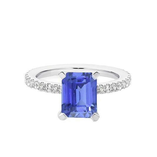 Diamant-Solitär-Smaragd-Hellblauer Saphir-Verlobungsring 3 Karat - harrychadent.ch