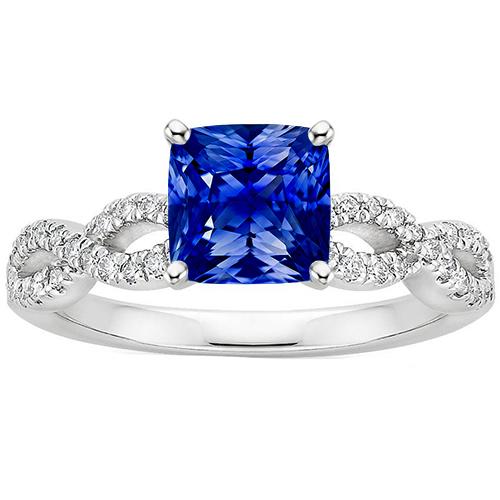 Diamant-Solitärring mit Akzenten 2.75 Karat Kissen Blauer Saphir - harrychadent.ch