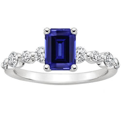 Diamant-Solitärring mit Akzenten Smaragdblauer Saphir 4,50 Karat