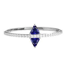 Diamant Trillion blauer Saphir Ring akzentuierter Schmuck 1,50 Karat