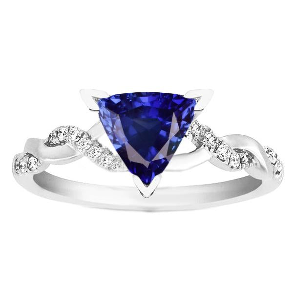 Diamant Trillion V Krappenring mit blauem Saphir 2 Karat Twisted Style - harrychadent.ch