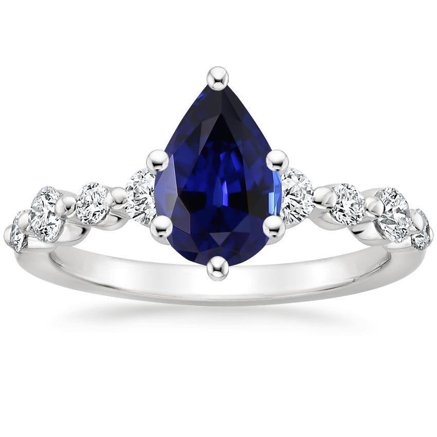 Diamant- und Birnenblauer Saphir-Verlobungsring mit Akzenten 6,75 Karat - harrychadent.ch