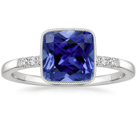 Diamant und blauer Saphir Vintage-Stil Ring 6 Karat Edelstein - harrychadent.ch