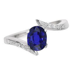 Diamant- und Saphir-Verlobungsring Oval Tension Style 2,50 Karat