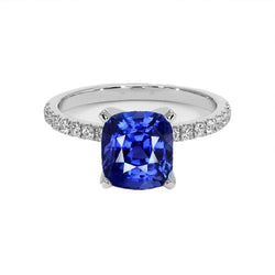 Diamant und srilankischer Saphir-Verlobungsring 2,50 Karat Gold 14K