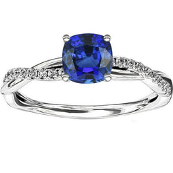 Diamant-Verlobungskissen Saphirring Twisted Style 3 Karat