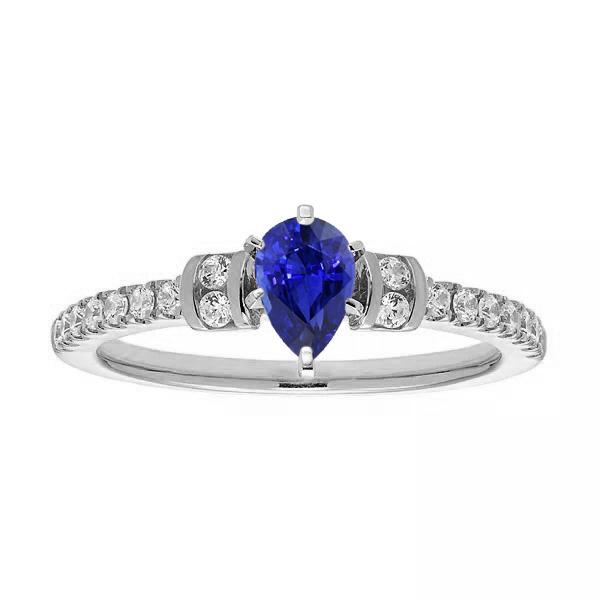 Diamant-Verlobungsring Birne Blauer Saphir 2.50 Karat Gold - harrychadent.ch