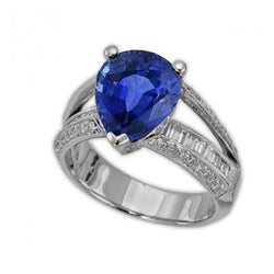Diamant-Verlobungsring Blauer Saphir 3.50 Karat Antik-Stil