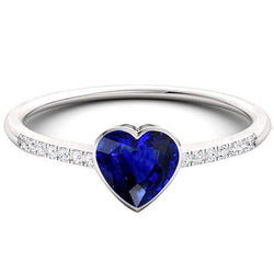Diamant-Verlobungsring Ceylon Blue Saphir Lünette Set 2,50 Karat
