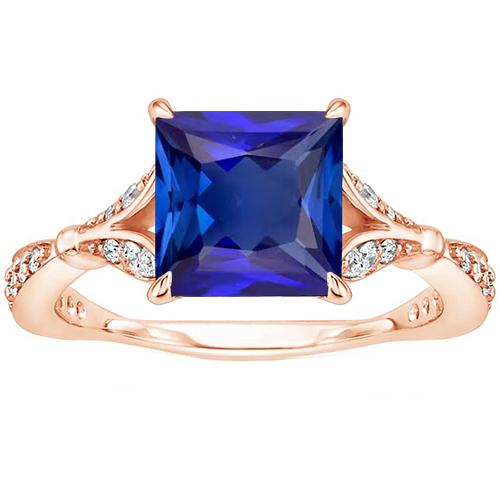 Diamant-Verlobungsring Krappenset Princess Blue Sapphire 3,75 Karat - harrychadent.ch