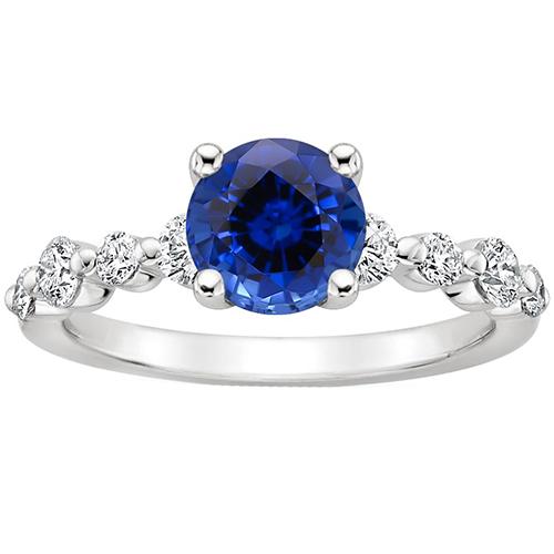 Diamant-Verlobungsring mit blauem Saphir-Zentrum 3 Karat Weißgold - harrychadent.ch