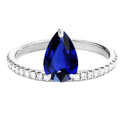 Diamant-Verlobungsring mit Saphir im Birnenschliff Sri Lanka 3,50 Karat Gold
