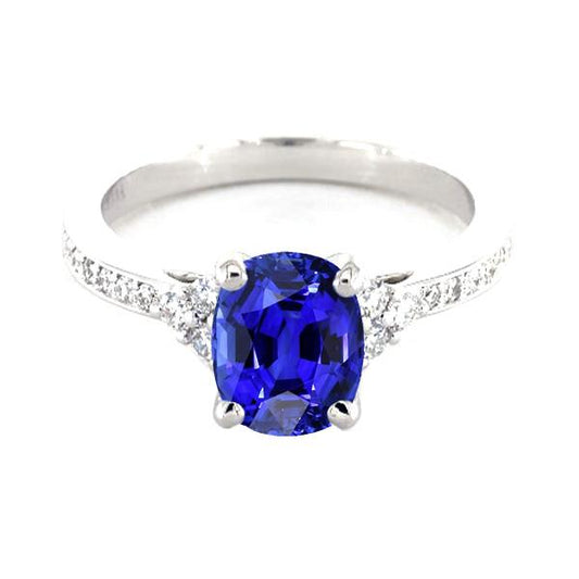 Diamant-Verlobungsring Oval Sri Lanka Saphir 3,50 Karat - harrychadent.ch
