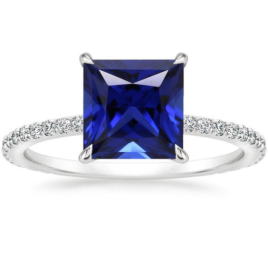 Diamant-Verlobungsring Prinzessin Blauer Saphir Akzent 5,50 Karat - harrychadent.ch