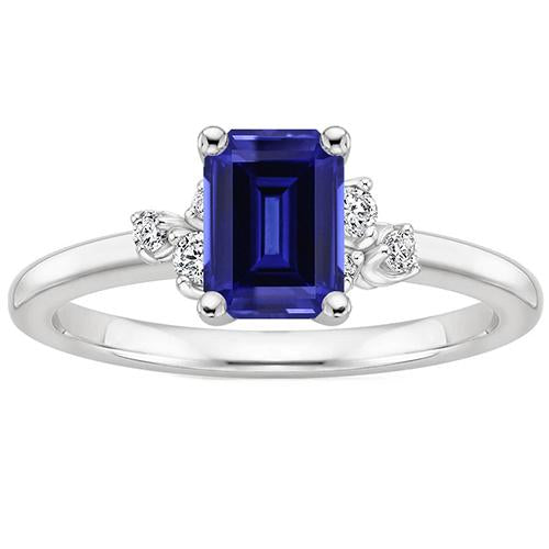 Diamant-Verlobungsring Smaragd mit Akzenten blauer Saphir 4 Karat - harrychadent.ch