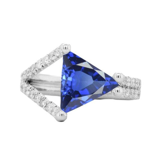 Diamant-Verlobungsring Trillion Saphir Split Shank 3 Karat - harrychadent.ch