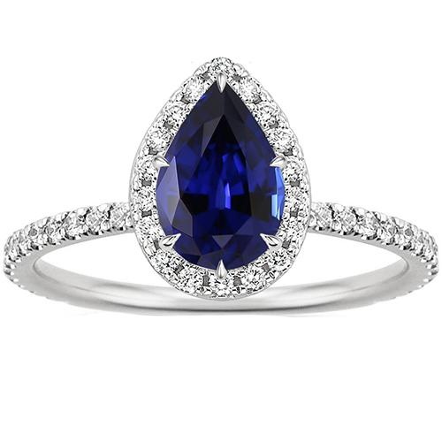 Diamant-Verlobungsring Tropfenform Birne Blauer Saphir 6.20 Karat - harrychadent.ch