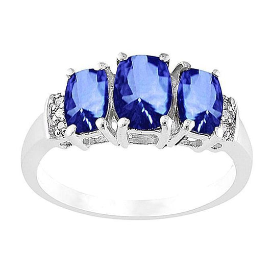 Diamanten Ceylon Saphir 5,26 Karat Ehering Gold Weiß 14K - harrychadent.ch