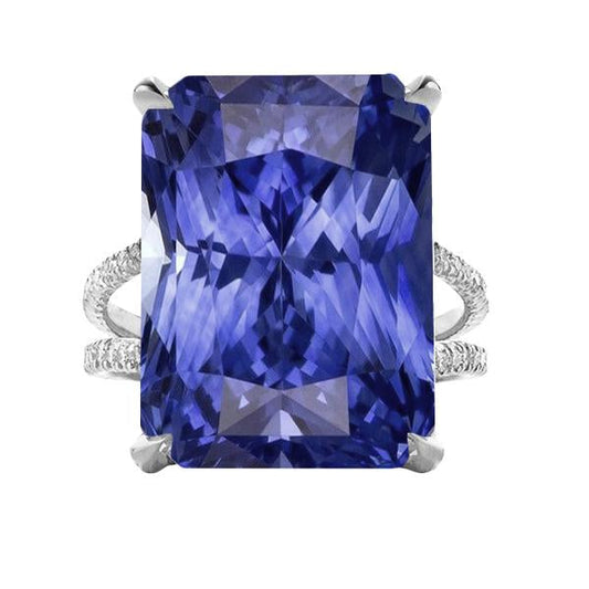 Diamantring Großer Saphir Edelstein Schmuck 7,50 Karat Split Shank - harrychadent.ch