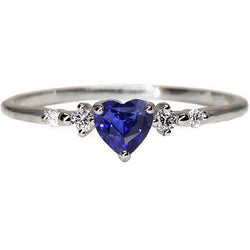 Diamantring Herz Blauer Saphir 5 Stein 1,25 Karat Goldschmuck