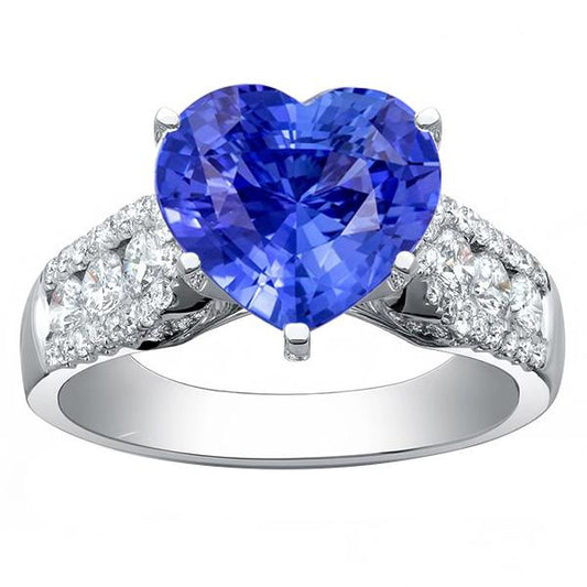 Diamantring Herzförmiger hellblauer Saphir Schmuck 5,50 Karat - harrychadent.ch