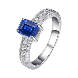 Diamantring im antiken Stil in Korbfassung mit blauem Saphir 1,75 Karat