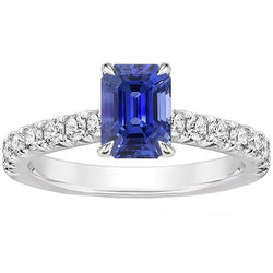 Diamantring in Pave-Fassung Smaragd Ceylon Saphir 4,25 Karat