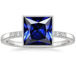 Diamantring mit Akzenten Vintage-Stil Blauer Saphir 5,25 Karat