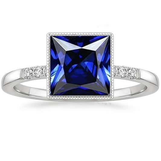 Diamantring mit Akzenten Vintage-Stil Blauer Saphir 5,25 Karat - harrychadent.ch