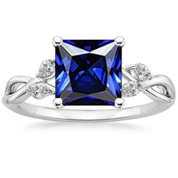Diamantring Prinzessin Blauer Saphir & Birne Diamantakzente 5.25 Karat