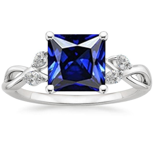 Diamantring Prinzessin Blauer Saphir & Birne Diamantakzente 5.25 Karat - harrychadent.ch