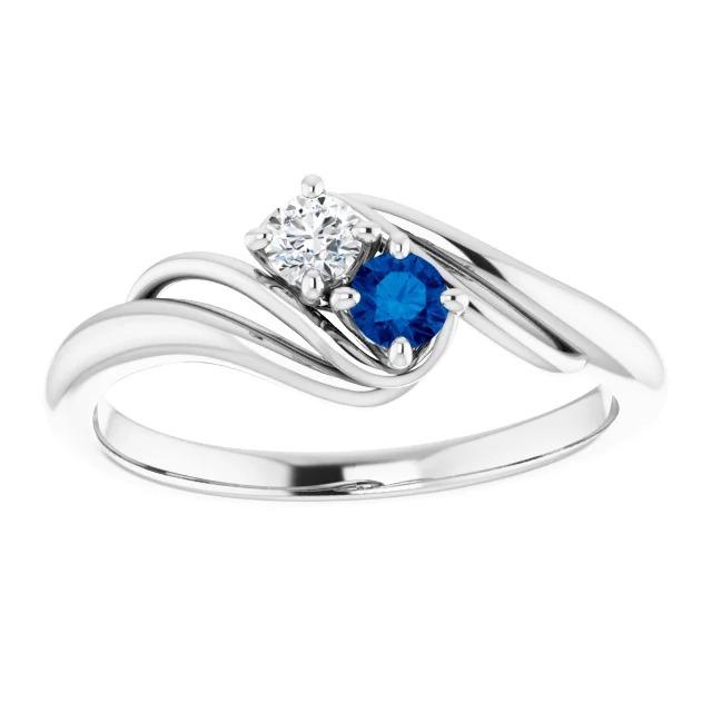 Diamantrunder blauer Saphir-Bypassfassungsring 1,50 Karat - harrychadent.ch