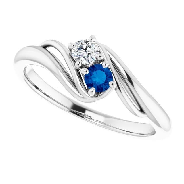 Diamantrunder blauer Saphir-Bypassfassungsring 1,50 Karat - harrychadent.ch