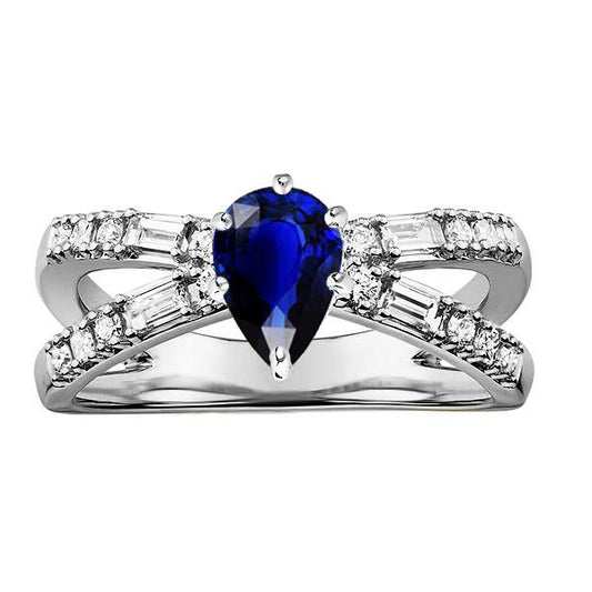 Diamantschmuck Ceylon Saphir Ring 2,50 Karat Split Shank - harrychadent.ch