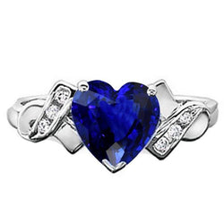 Diamantschmuck Herz Ceylon Saphir Ring Weißgold 2,50 Karat