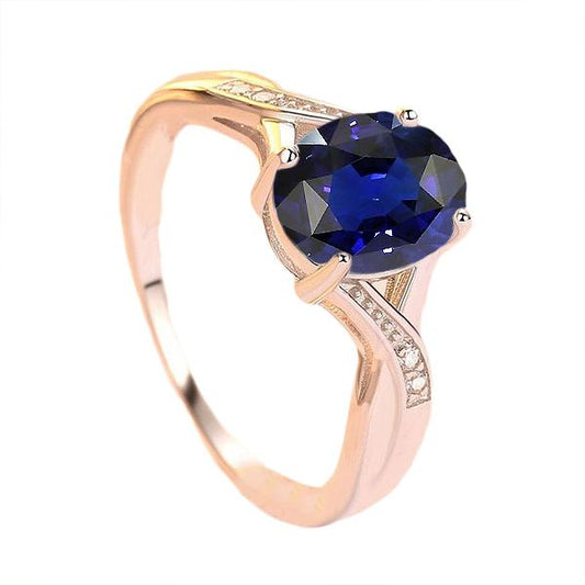 Diamantschmuck Oval Cut Deep Blue Saphir Ring 3 Karat - harrychadent.ch