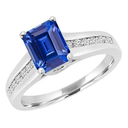 Diamantschmuck Smaragd Ceylon Saphir Ring & Akzente 2,50 Karat