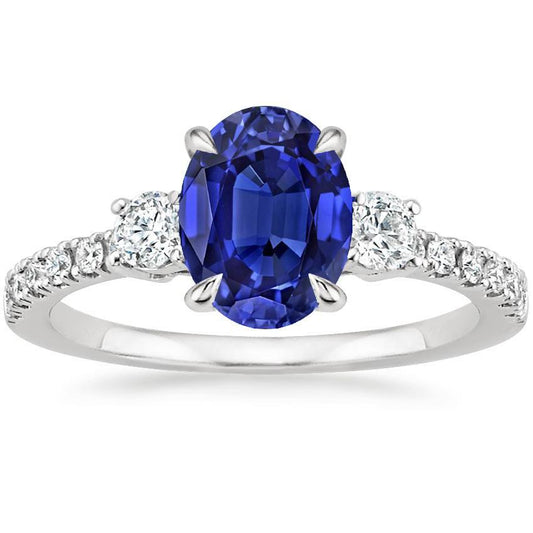 Diamantschmuck Solitär mit Akzenten Ring Blauer Saphir 4,50 Karat - harrychadent.ch