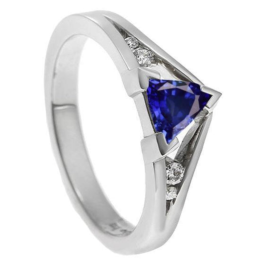 Diamantschmuck Trillion Blauer Saphir Ring 1,25 Karat 5 Steine Stil - harrychadent.ch