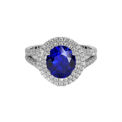 Doppel Halo Ceylon Saphir Verlobungsring 6.75 Karat Damenschmuck - harrychadent.ch