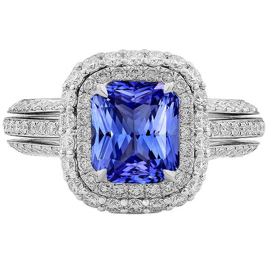 Doppelter Halo-Verlobungsring Strahlender Saphir 6 Karat Diamanten - harrychadent.ch
