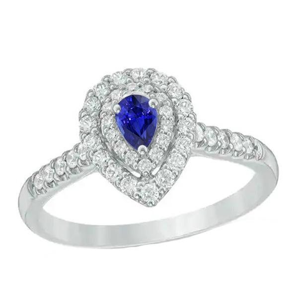 Double Halo Sri Lanka Saphir Ring Birne & Diamanten 3 Karat - harrychadent.ch